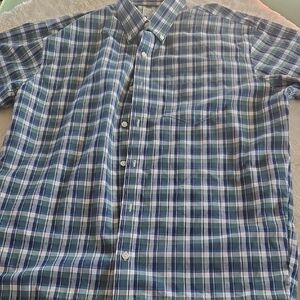 L.L. Bean Men's Navy and Forest Plaid Shirt
